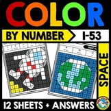 MATH MYSTERY PICTURE COLOR BY NUMBER ACTIVITY OUTER SPACE 