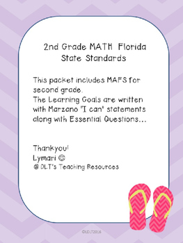 Preview of MATH- Marzano "I can" Statements and (EDITABLE) Essential Qu.- 2nd Fl- Chevron