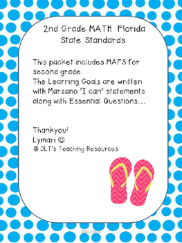 Preview of MATH- Marzano "I can" Statements and (EDITABLE) Essential Qu.- 2nd Fl- Dots