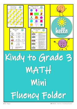 Preview of MATH Mini Fluency Folder Kindy to Grade 3 for Australian Students with BONUS!