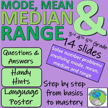 Preview of MATH Mode (Most), Mean (Average), Median (Middle) and Range (Difference) PPT