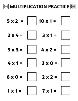 Preview of MATH - Multiplication Practice Worksheet