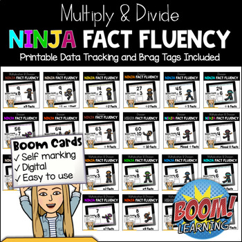 Preview of MATH NINJA: Multiply & Divide Fact Fluency: BOOM CARDS
