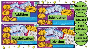 Preview of MATH: Number Four Operations, add, subtract, multiply, divide - PPT/Answers, B2S