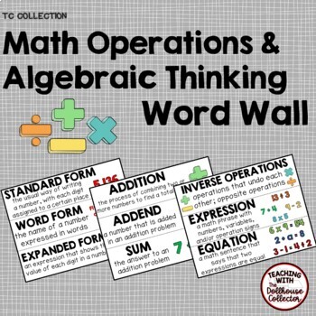 Patterns and Algebraic Thinking Illustrated Math Word Wall