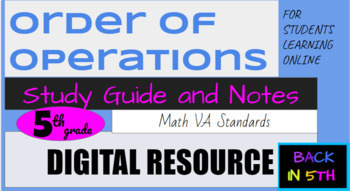 Preview of MATH- Order of Operations Study Guide Notes- GEMDAS