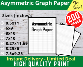 Preview of MATH PAPER | 200 Pages Asymmetric Graphing Paper In Various Sizes