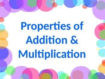 Preview of MATH PROPERTIES Commutative, Associative, Distributive, & More PowerPoint PPT