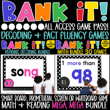 Preview of MATH & READING MEGA BUNDLE Decoding Words Bank It Projectable Games