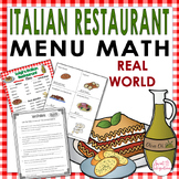 MATH RESTAURANT MENU | ITALIAN RESTAURANT | Real World Math