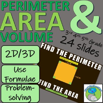Preview of MATH SHAPE: Perimeter and Area of 2D Shapes, Volume of 3D Shapes: PPT teaching