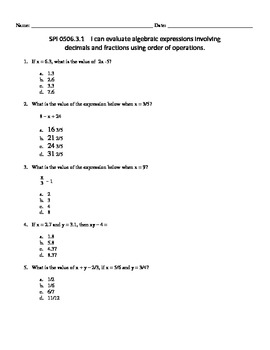 evaluate expressions fractions