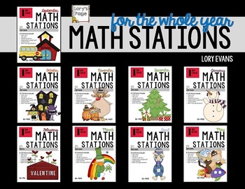 Preview of MATH STATIONS - Common Core - Grade 1 ALL YEAR