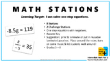 MATH STATIONS One Step Equations