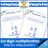 2 by 1 Digit Multiplication - STEP by STEP POSTERS