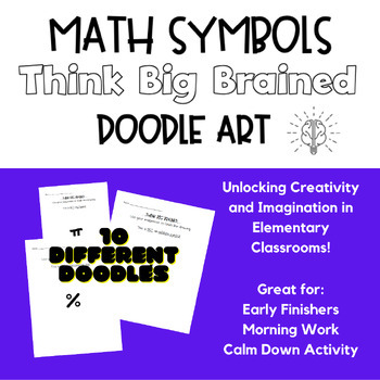 Preview of MATH SYMBOLS - Think Big Brained Doodle Art - Finish the Drawing - NO PREP