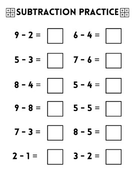 Preview of MATH - Subtraction Practice Worksheet #2