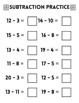 MATH - Subtraction Practice Worksheet #3 by Ms Jens Worksheet Center