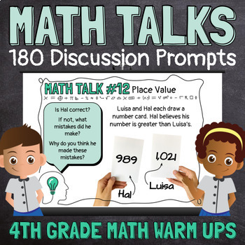 Preview of MATH TALKS a Year of 4th Grade Mental Math Warm Up Discussion Prompts