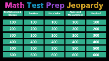 Preview of TEST PREP JEOPARDY MATH (4TH GRADE)