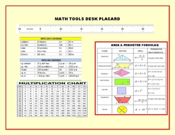 Preview of MATH TOOLS DESK PLACARD & LITERACY TOOLS PLACARD: FOR STUDENTS' DESKS