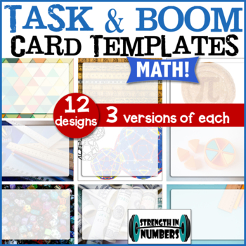 Preview of MATH Task & BOOM Card Template Pack 12 designs Distance Learning