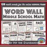 MATH VOCABULARY WORD WALL Middle School 120+words Summer D