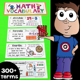 MATH Vocabulary Word Wall Cards with Definitions & Picture