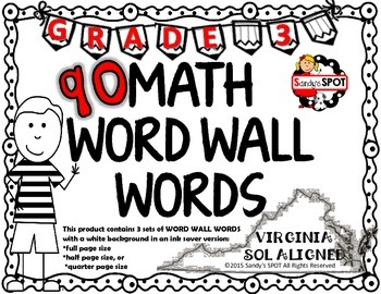 Preview of MATH WORD WALL WORDS Grade 3 Virginia SOL