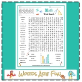 MATH Word Search Puzzle Handout Fun Activity
