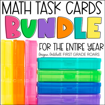Preview of MATH Year Long Task Card Activity Bundle Centers, Assessments, & More