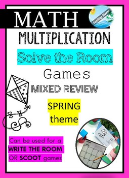 Preview of MATH game multiplication SOLVE / READ  the room  and TASK CARD activity SPRING
