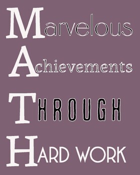 Preview of MATH poster, Motivational, pre k/k-12