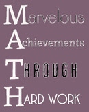 MATH poster, Motivational, pre k/k-12
