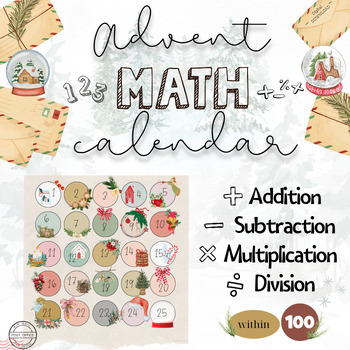 Preview of MATH worksheets | Advent Math calendar | addition subtraction | Preschool