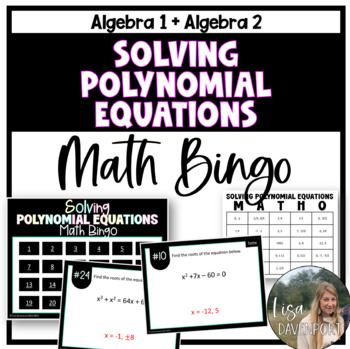 Preview of Solving Polynomial Equations - Math Bingo Game