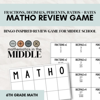 Preview of MATHO Review Game (Fractions, Decimals, Percents, Rates, & Ratios)
