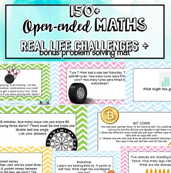 Preview of 150+ Math Open Ended Real Life Problem Solving cards NO PREP!