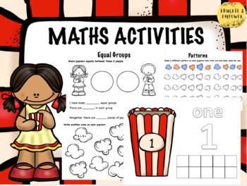 Preview of MATHS ACTIVITIES *Popcorn themed