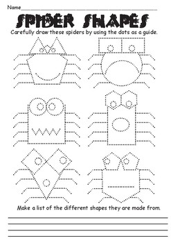 MATHS - SPIDER SHAPES - LINE TRACE SPIDERS made from SHAPES by Darren Ward