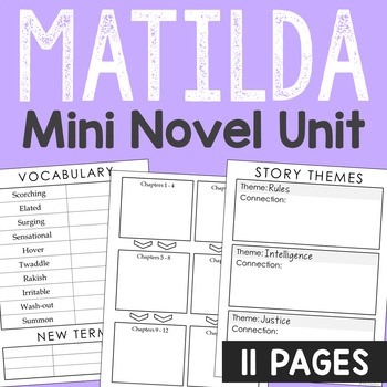 Preview of MATILDA Novel Unit Study | Book Report Project | Activity Worksheets