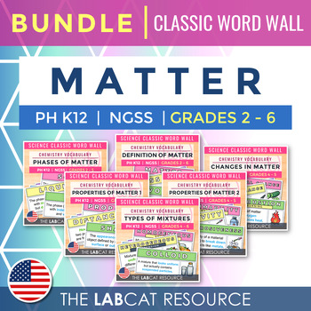 Preview of MATTER | Science Classic Word Wall (Chemistry Vocabulary) Bundle [USA]