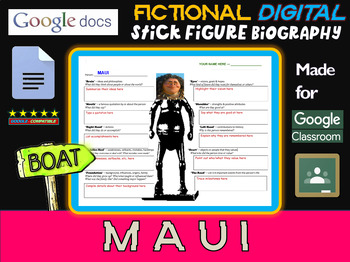 Preview of MAUI - Fictional Digital Stick Figure Research Activity (GOOGLE DOCS)