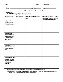 MAUS Chapter 5 Questions / Graphic Organizers- Common Core Style