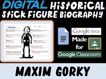 Preview of MAXIM GORKY Digital Historical Stick Figure Biography (mini biographies)