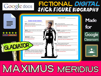 Preview of MAXIMUS (GLADIATOR FILM) - Fictional Digital Stick Figure Research Activity