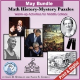 MAY BUNDLE: 10 Middle School Math-History PDF Mini Lessons