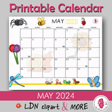 MAY Calendar 2024 printable and decorative, a cute monthly