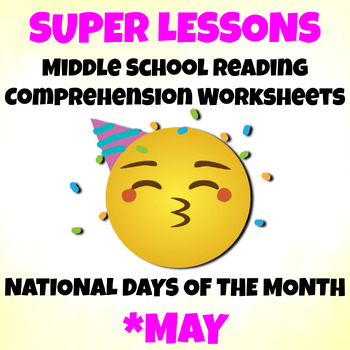 Preview of MAY Daily Middle School Reading Comprehension Passages Spring