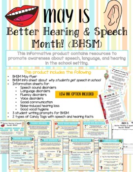 Preview of MAY IS Better Hearing & Speech Month! AWARENESS PACKET for schools